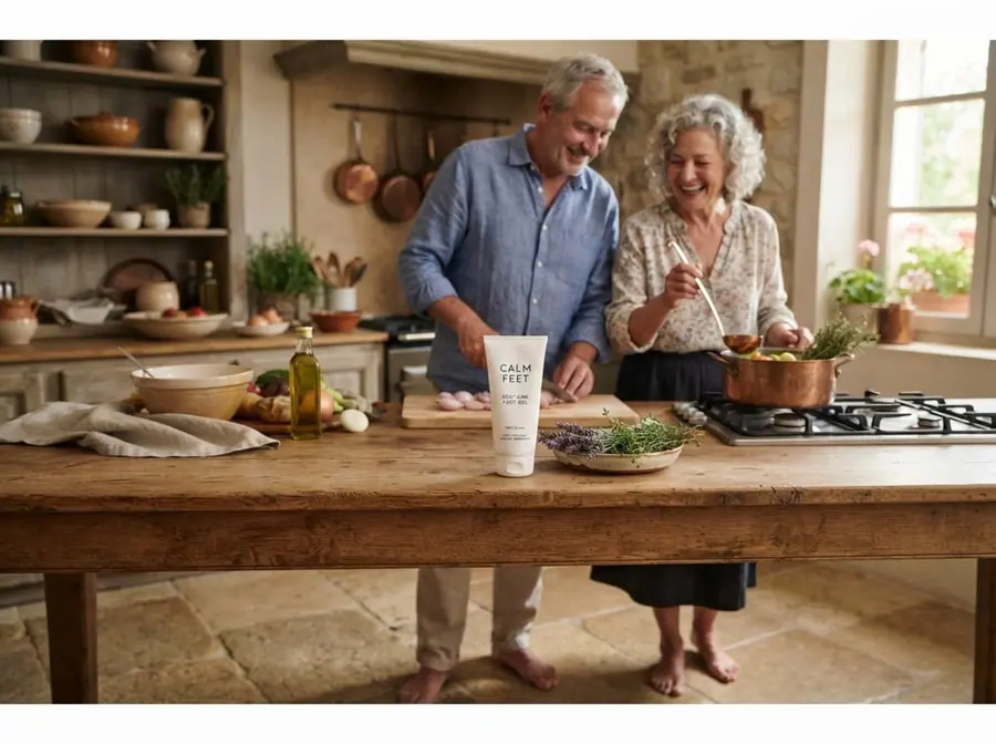 Evening foot care routine at home